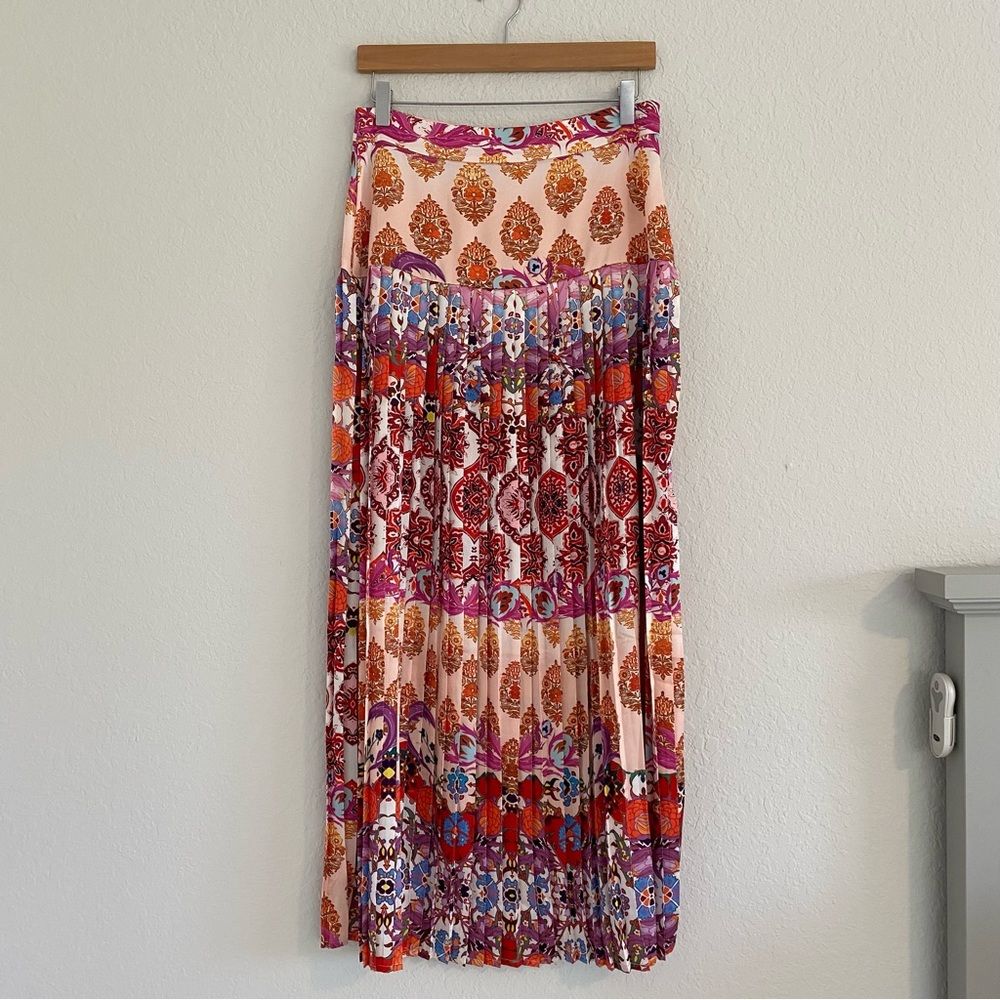Never Fully Dressed Pink and Red Tiered Midi Skirt